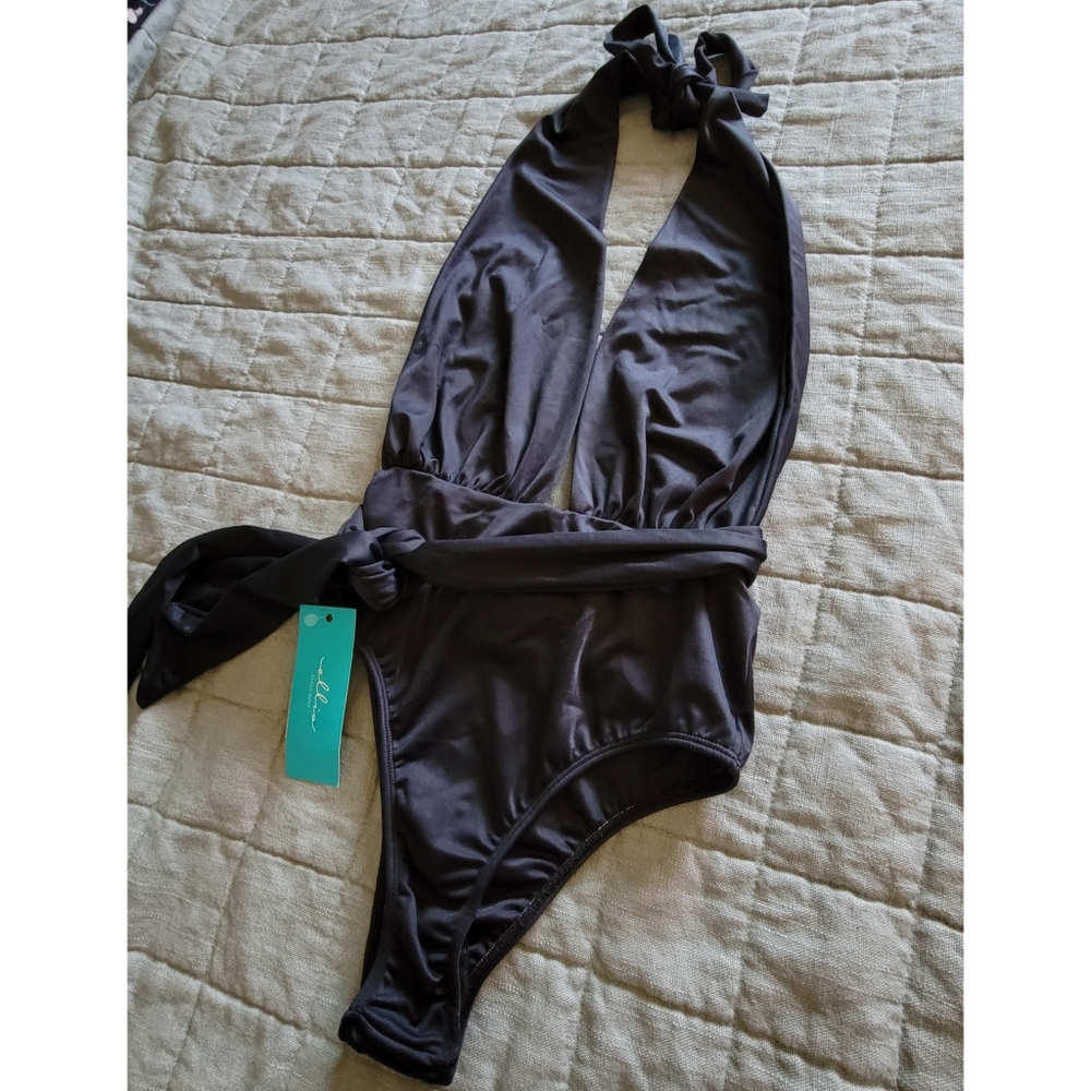 BLACK Ellis Beach Wear Deep V Swimsuit